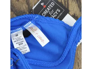 NWT Salt + Cove Rib Scrunch Scoop-Neck Bralette Bikini Top Cosmic Cobalt Blue XS thumbnail 6