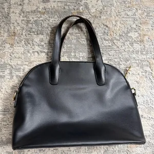 faux leather black Bebe shoulder bag with gold hardware and stud accents thumbnail 2