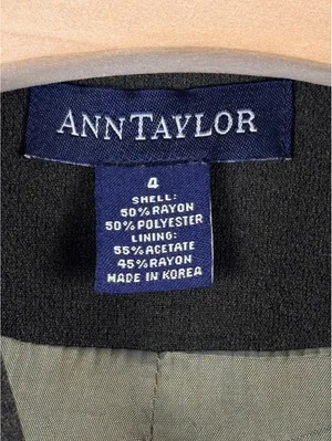 Ann Taylor Vintage Black Skirt Suit Set Blazer Pencil Skirt Size 4 Career thumbnail 3