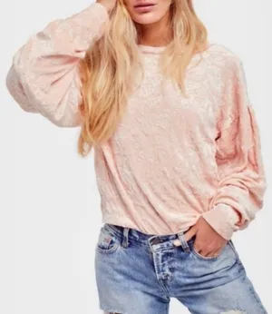 Free People Pink Velvet top M thumbnail 1