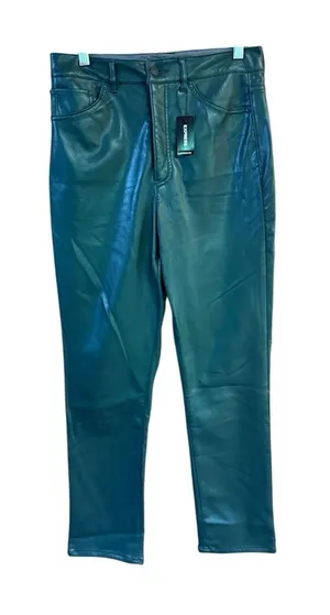 Express dark green faux leather/High Rise pants Sz 6 NWT thumbnail 1