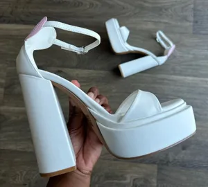 Olivia Miller White and Pink Amour Platform Heels Size 8 thumbnail 1