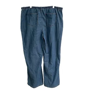 No‎ Boundaries Mini Waistband Wide Leg Pants Women's XXL /20 Drawstring Med Wash thumbnail 4