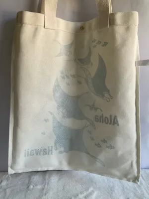 Island Gypsy Aloha Hawaii Canvas Tote Bag - Island Sense Manta Ray Tribal Design Beach Shopping Bag thumbnail 3