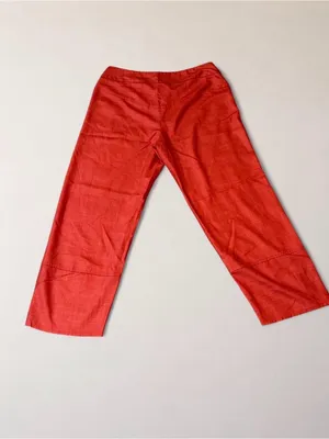 Babette Red Cropped Wide Leg Pants Size M Retro Y2K Trousers thumbnail 4