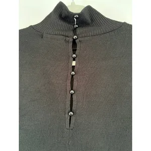 Rag and Bone Black Mock Neck Button Back Knit Sweater Long Sleeve Drop Shoulder thumbnail 4