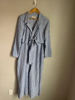 Anthropologie Porridge Tie-Front Shirt Dress XL thumbnail 2