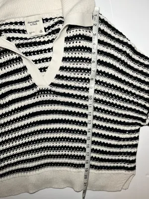 Abercrombie‎ & Fitch Striped Crochet Sweater M | Coastal Grandma Nautical Chic thumbnail 6
