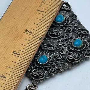 Vintage 70’s boho faux turquoise 24” necklace. thumbnail 6