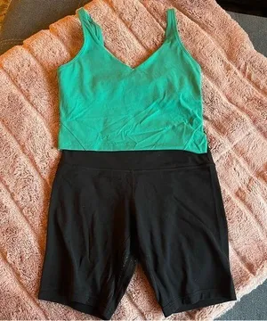 Lululemon Size 8 Align Tank and Black Biker Shorts thumbnail 1