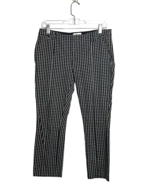Essential Slim Black & White Plaid Print Cropped Pants thumbnail 3