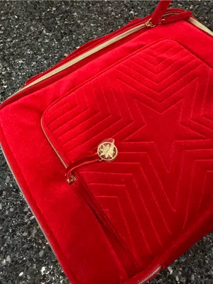 Estee Lauder Train Case Bag 2023 Limited Edition -Red Velvet w/Handle & Gold Tag thumbnail 4