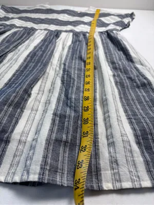 Altar'd State Dress Medium M Gray White Striped Cotton Mini Boho Babydoll Lined thumbnail 7