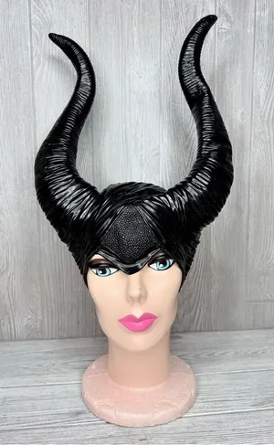 Deluxe Long Queen Horns maleficent Headpiece hat horns Halloween costume thumbnail 1
