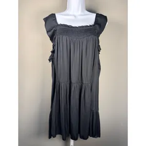 Free People Movement Want Your Love Black Smocked Mini Dress M‎ Balletcore Boho thumbnail 3