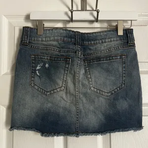 Harley-Davidson y2k denim distressed mini skirt embellished cutoff size 4 thumbnail 4
