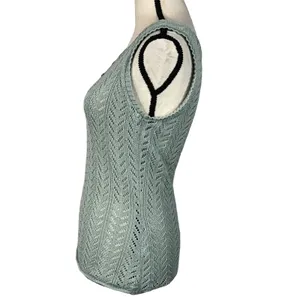 Calvin Klein Jeans Large Top Crochet Sleeveless Semi-Sheer Stretch Round Neck thumbnail 6