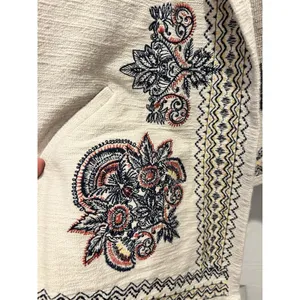 Christopher & Banks Beige Embroidered Open Front Cardigan Jacket Womens Medium M thumbnail 2