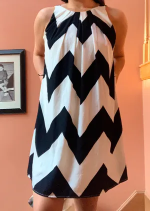 Pink Owl Black And White Patterned Dress thumbnail 3