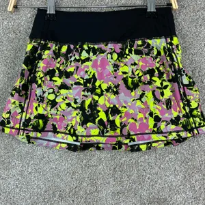 Lululemon Pace Rival Skort Size 0 Neon Floral Tennis Golf Running Athletic Gym thumbnail 2