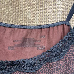Animal Print LaceTrim Adjustable Spaghetti Strap Lounge Sleep Tank L thumbnail 2