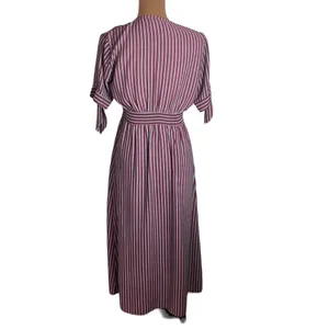 Urban Outfitters Plunging short sleeve striped empire waist midi shirt dress S thumbnail 3