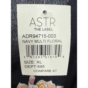 NWT ASTR the Label Womens Navy Blue Floral Puff Sleeve Babydoll Mini Dress Sz XL thumbnail 3