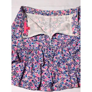 Lilly Pulitzer Womens 8 Floral Ruffle Mini Skirt Pink Blue Tiered Lined thumbnail 9
