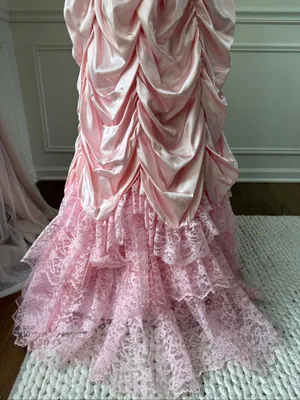 Vintage 80s Loralie Pink Southern Belle Bo Peep Prom Dress Gown XS thumbnail 6