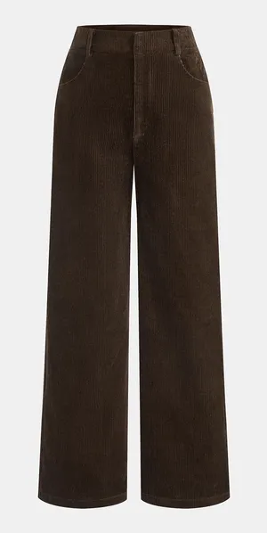Commense Wide-Leg Corduroy Pants in Dark Brown thumbnail 1