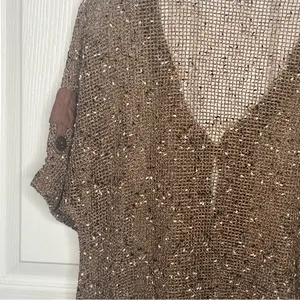 Ultimate Crochet Knit Sweater Top Size S Brown Artsy Natural Earthy thumbnail 11