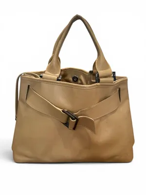 LONGCHAMP Belt Leather Hand Tote Bag Women Yellow /tan Genuine thumbnail 2