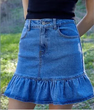 Brandy Melville Y2K ruffled denim mini skirt by J. Galt, size S thumbnail 1