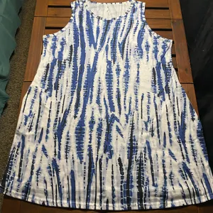 Blue and White Sleeveless Top size M Size M thumbnail 1