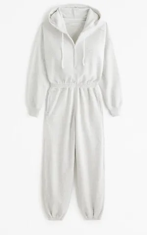 Abercrombie & Fitch Soft Hooded Gray Jumpsuit Loungewear Comfy sz XS thumbnail 2