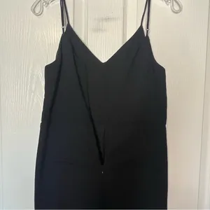 Anthropologie The Essential Slim Jumpsuit Black Spaghetti Strap Sz 0 thumbnail 11