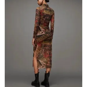 ALL SAINTS long sleeve Mesh Dress Elegant Multicolor Patterned Dress NEW thumbnail 5
