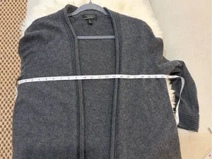 Charter Club 100% Cashmere Open Front Cardigan Sweater Gray Charcoal XL thumbnail 6