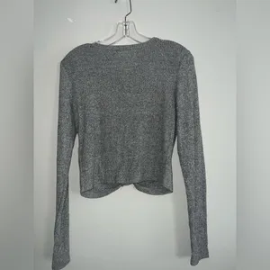 Hollister Women's Charcoal Long Sleeve Knotted Tee thumbnail 5