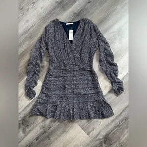Abercrombie & Fitch Dress Navy White Pebble Long Sleeve NEW thumbnail 3