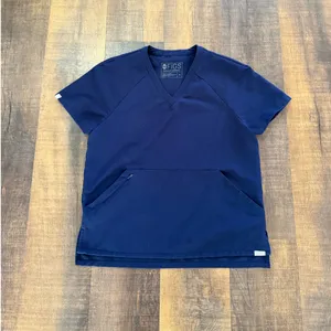FIGS Navy Blue Technical Collection Hoodie Front Pocket V-Neck Scrub Top XS thumbnail 6