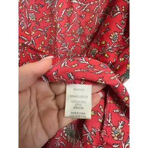 Max Studio Sleeveless red floral Top L Cottagecore Ruffle V Neck‎ Peplum thumbnail 5