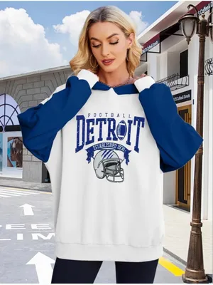 NEW Game Day Detroit Hoodie Football Graphic Pullover Sweatshirt M thumbnail 4