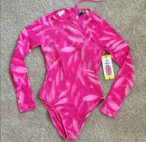 Hurley Pink Long Sleeve Swimsuit. S thumbnail 1