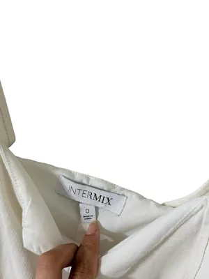 INTERMIX Stefanía Belted White Twill Denim Jean Romper thumbnail 5