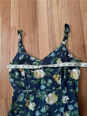 Old Navy Blue Yellow Floral Midi Dress Small Cottagecore Summer Feminine Beach thumbnail 3