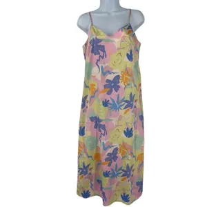 Chi Chi Satin Slip Dress Sz 10 Y2K Coquette Pastel Florall Festival Maxi Resort thumbnail 2