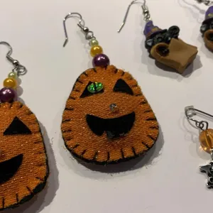 Lot Of 3 Costume Earrings Pierced Halloween Dangle Trick Or Treat / Pumpkin thumbnail 3