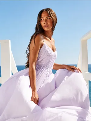 NWT Trina Turk Cherry Grove Lavender Purple Maxi Dress Size Large thumbnail 1