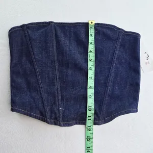 BDG Urban Outfitters NWT Denim Corset Tube Top Indigo‎ Blue Strapless Hook Eye L thumbnail 8